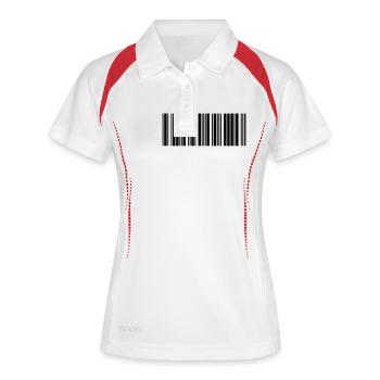 Barcode - Frauen Polo atmungsaktiv - Weiß/Rot - Vorne