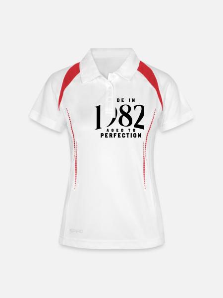MADE IN 1982 - Frauen Polo atmungsaktiv - Weiß/Rot