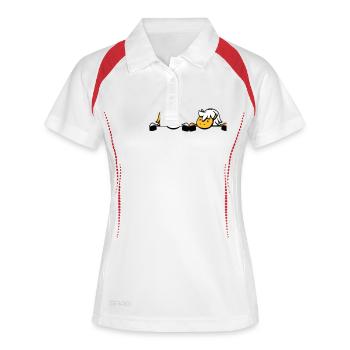 2 Horses Team Hidden Behind Fence Wall Friend - Women's Polo breathable - white/red - Front