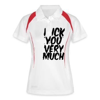 fuck you very much original exit-shirt - Frauen Polo atmungsaktiv - Weiß/Rot - Vorne