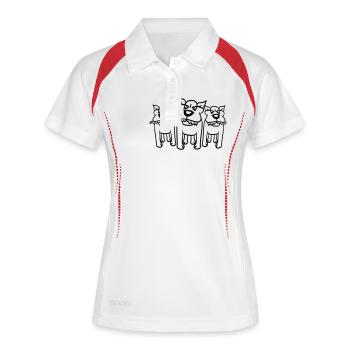 3 Nasty Dogs Team Trois amis Crew - Polo respirant Femme - blanc/rouge - Devant