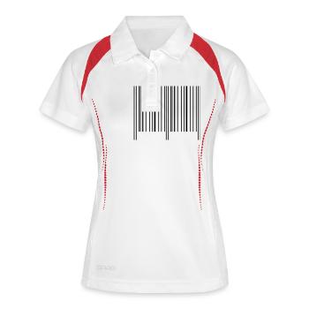 strichcode - Frauen Polo atmungsaktiv - Weiß/Rot - Vorne