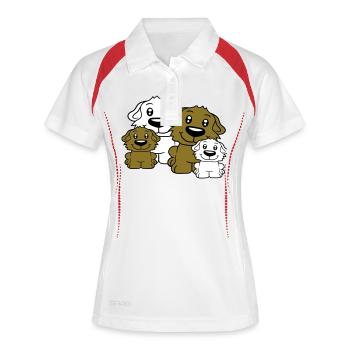 Chiens Famille Enfants Parents Mère Père Papa Maman - Polo respirant Femme - blanc/rouge - Devant