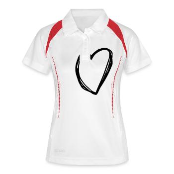 Herz - Heart - Frauen Polo atmungsaktiv - Weiß/Rot - Vorne