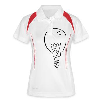 Glühbirne - Frauen Polo atmungsaktiv - Weiß/Rot - Vorne