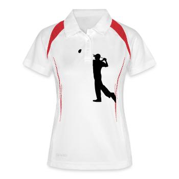 Golf - Golfball - Frauen Polo atmungsaktiv - Weiß/Rot - Vorne