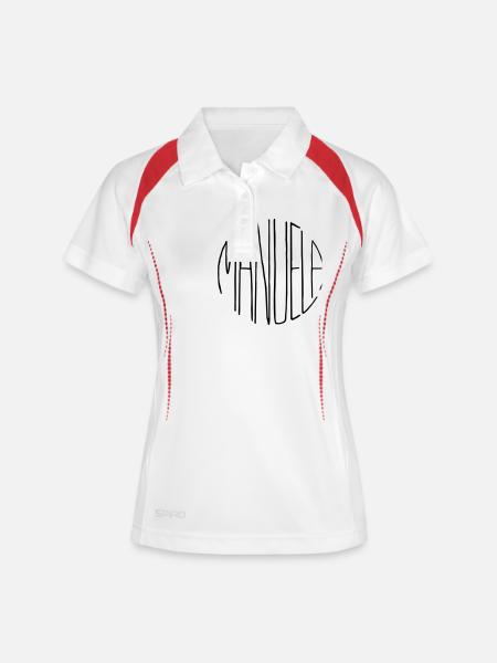 Manuela - Frauen Polo atmungsaktiv - Weiß/Rot