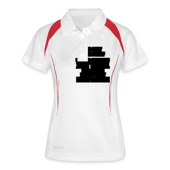 gott ich und der teufel - Frauen Polo atmungsaktiv - Weiß/Rot - Vorne