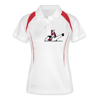 Einhorn Dabbing Dab Tanz Party Pose Geste Lustig - Frauen Polo atmungsaktiv - Weiß/Rot - Vorne