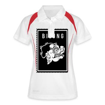Bilung - Wayang - Frauen Polo atmungsaktiv - Weiß/Rot - Vorne