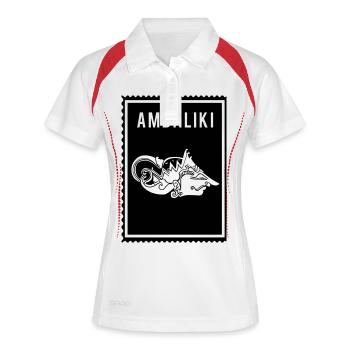 Ambaliki - Wayang - Frauen Polo atmungsaktiv - Weiß/Rot - Vorne