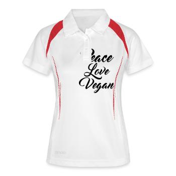 Peace Love Vegan | Typography Logo - Frauen Polo atmungsaktiv - Weiß/Rot - Vorne