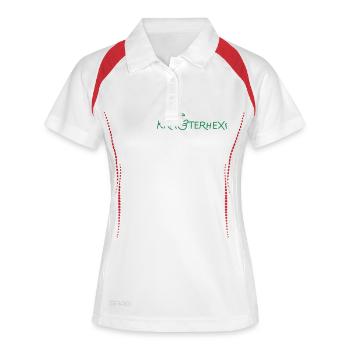 Kräuterhexe - Frauen Polo atmungsaktiv - Weiß/Rot - Vorne