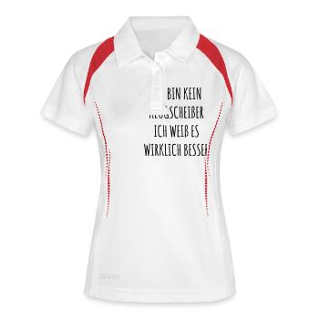 Ich bin kein Klugscheißer, ich weiß es besser - Frauen Polo atmungsaktiv - Weiß/Rot - Vorne