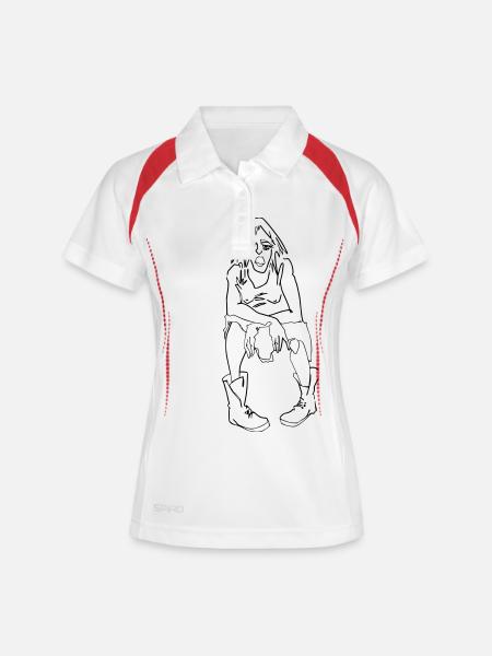 Lady - Frauen Polo atmungsaktiv - Weiß/Rot
