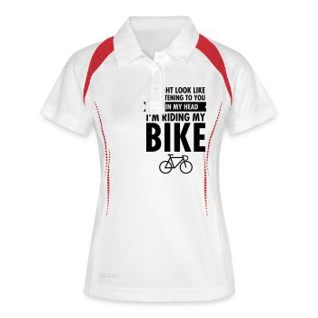 ...In My Head I'm Riding My Bike - Frauen Polo atmungsaktiv - Weiß/Rot - Vorne