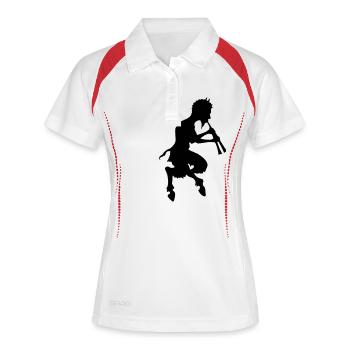 pan faun teufel devil - Frauen Polo atmungsaktiv - Weiß/Rot - Vorne