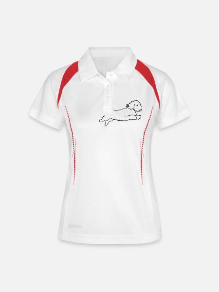Rauhaardackel fliegend - Frauen Polo atmungsaktiv - Weiß/Rot
