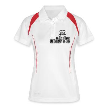 das wird mir alles zu kindisch hier, komm teddy - Frauen Polo atmungsaktiv - Weiß/Rot - Vorne