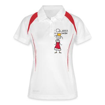 The Queen - Frauen Polo atmungsaktiv - Weiß/Rot - Vorne