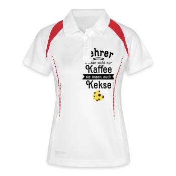 Lehrer Trinken Nicht Nur Kaffee... - Frauen Polo atmungsaktiv - Weiß/Rot - Vorne