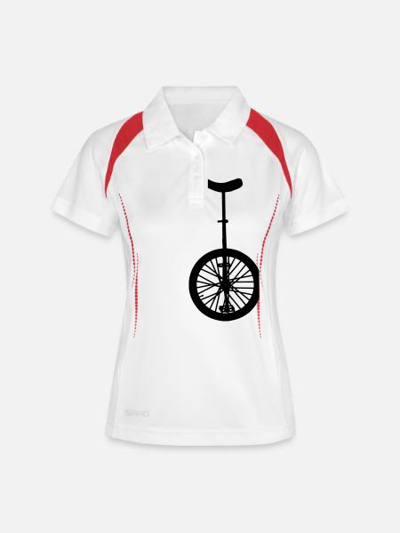 Einrad - Frauen Polo atmungsaktiv - Weiß/Rot