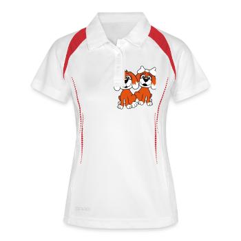 2 Hunde Team Zwei Freunde Liebe Pärchen Verliebt - Frauen Polo atmungsaktiv - Weiß/Rot - Vorne