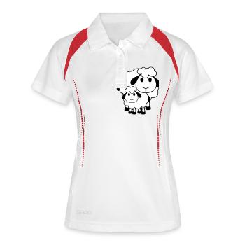 Famille Mouton 2 Papa Maman Mère Enfant Amour Bébé - Polo respirant Femme - blanc/rouge - Devant