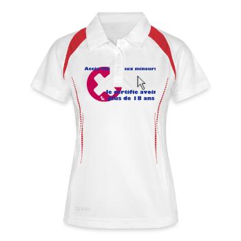 + 18 dk - Frauen Polo atmungsaktiv - Weiß/Rot - Vorne