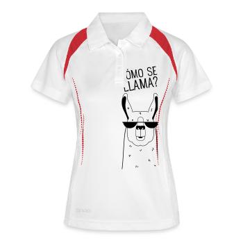 ¿Cómo Se Llama? - Frauen Polo atmungsaktiv - Weiß/Rot - Vorne