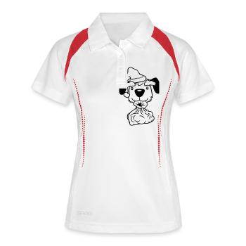 Hund Weihnachtsmann Weihnachten Geschenke Sack Hut - Frauen Polo atmungsaktiv - Weiß/Rot - Vorne