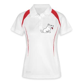 Dear dog sticks out his tongue happily - Women's Polo breathable - white/red - Front