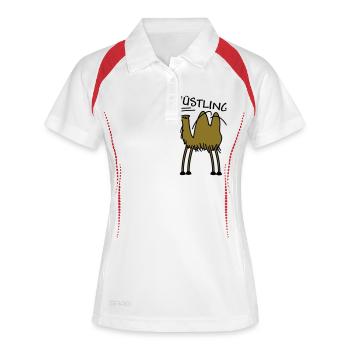 Kamel in der Wüste - Frauen Polo atmungsaktiv - Weiß/Rot - Vorne
