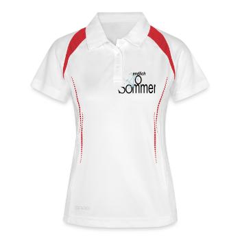 endlich sommer - Frauen Polo atmungsaktiv - Weiß/Rot - Vorne