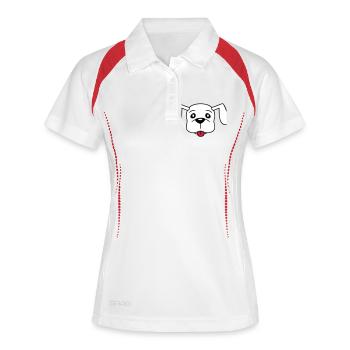 Visage de chien Petit Tête d’animal de compagnie Mignon - Polo respirant Femme - blanc/rouge - Devant