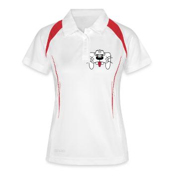 Visage de chien Drôle Mignon Langue Sortant Tête - Polo respirant Femme - blanc/rouge - Devant