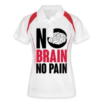 No brain no pain - Frauen Polo atmungsaktiv - Weiß/Rot - Vorne