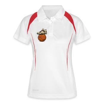 Sneaker über Basketball Street Art - Frauen Polo atmungsaktiv - Weiß/Rot - Vorne