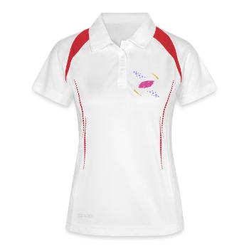 Kometen umkreisen ihren Planeten - Frauen Polo atmungsaktiv - Weiß/Rot - Vorne