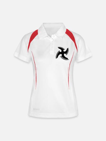 Ninja Stern - Frauen Polo atmungsaktiv - Weiß/Rot