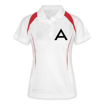 A - Frauen Polo atmungsaktiv - Weiß/Rot - Vorne