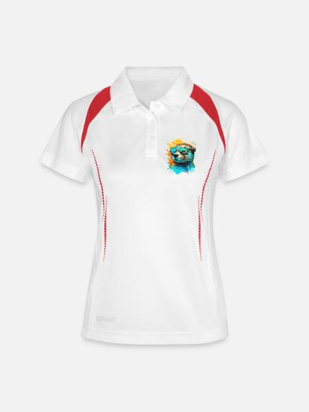 Cool Otter - Frauen Polo atmungsaktiv - Weiß/Rot