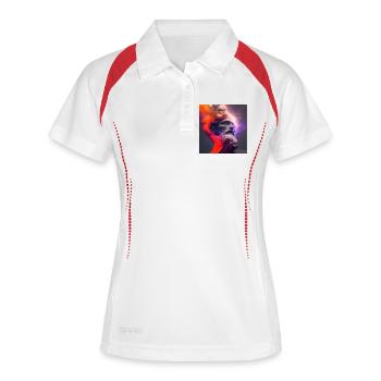 GOTT 03 - Frauen Polo atmungsaktiv - Weiß/Rot - Vorne