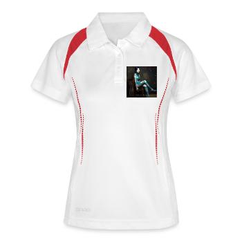 Porträt Frau 05 Tatoo Tippfehler - Frauen Polo atmungsaktiv - Weiß/Rot - Vorne