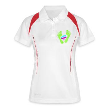Dance Bounce Live pieds nus vert néon - Polo respirant Femme - blanc/rouge - Devant