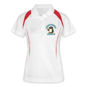 Cooler Pinguin mit Eis - Frauen Polo atmungsaktiv - Weiß/Rot - Vorne