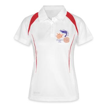 Meeresmuscheln und Garnele Design - Frauen Polo atmungsaktiv - Weiß/Rot - Vorne