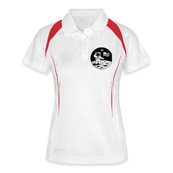 Bretonischer Astronaut BZH Pride Weltraumhumor Gwenn - Frauen Polo atmungsaktiv - Weiß/Rot - Vorne
