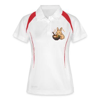 Hase mit Nudeln Ramen kawaii Hase - Frauen Polo atmungsaktiv - Weiß/Rot - Vorne