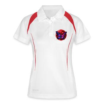 Red Planet Energy – Kosmischer Schmetterling - Frauen Polo atmungsaktiv - Weiß/Rot - Vorne